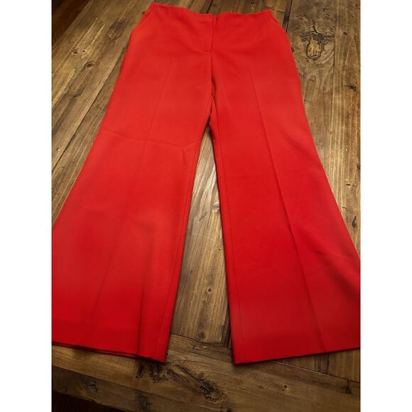 Proenza Schouler Size 6 Red Wool Blend Stretch Wide Leg Pants Pockets Luxury - Picture 1 of 16